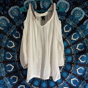 Boho Cold Shoulder Peasant Top
